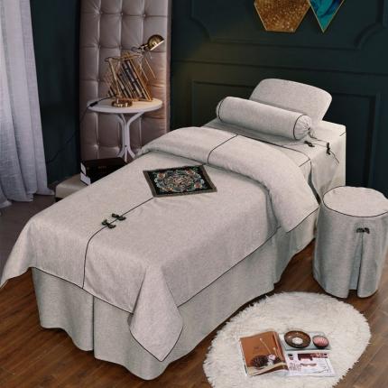 91家纺网 家纺一手货源 找家纺 不打烊家纺 2025新款美容床罩四件套两情相悦系列B款 灰色