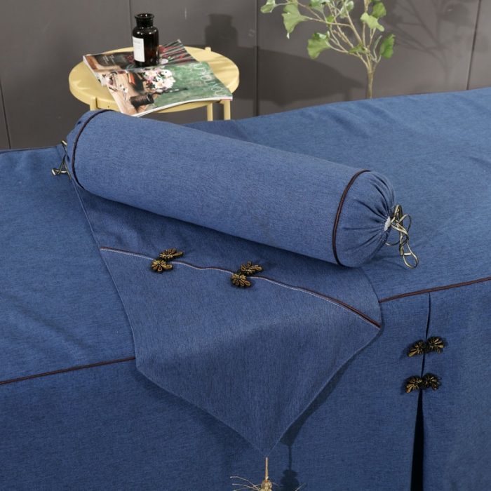 91家纺网 家纺一手货源 找家纺 不打烊家纺2025新款美容床罩四件套两情相悦系列B款 蓝色
