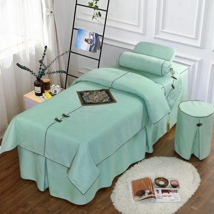 91家纺网 家纺一手货源 找家纺 不打烊家纺2025新款美容床罩四件套两情相悦系列B款绿色