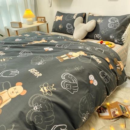 91家纺网 家纺一手货源 找家纺 捌月13372喷气全棉摩登熊四件套 鲁米熊