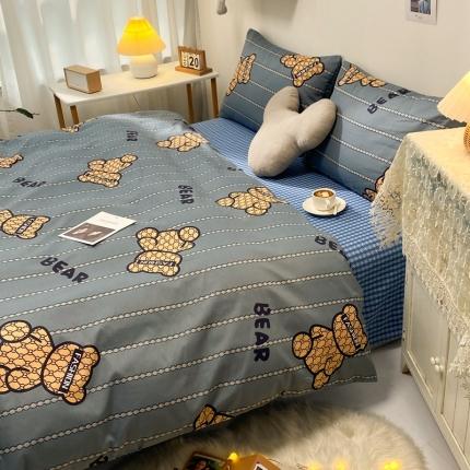 91家纺网 家纺一手货源 找家纺 捌月13372喷气全棉摩登熊四件套 暴力熊