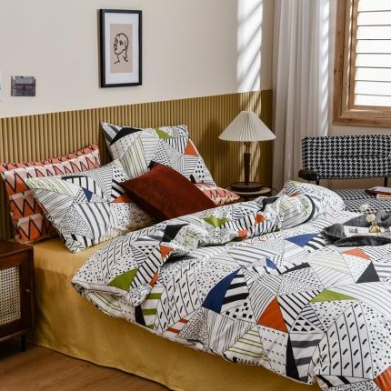 91家纺网 家纺一手货源 找家纺 捌月简约时光系列全棉四件套 浅沫