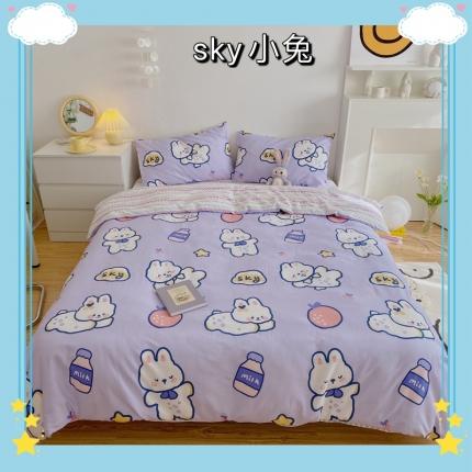 91家纺网 家纺一手货源 找家纺 星期八 2021新款13372你好春天系列四件套 sky小兔