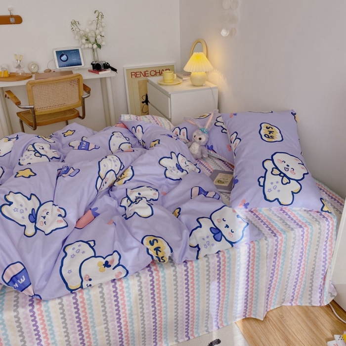 91家纺网 家纺一手货源 找家纺 星期八 2021新款13372你好春天系列四件套 sky小兔