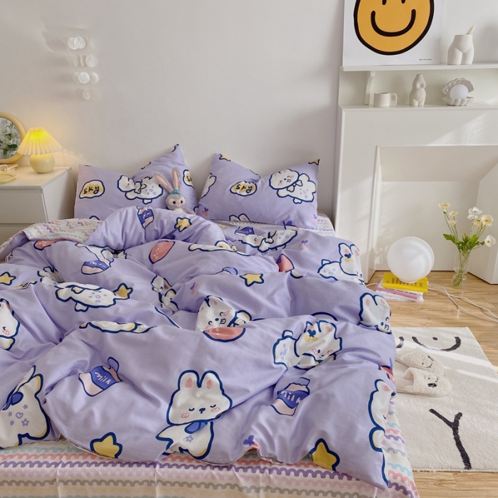 91家纺网 家纺一手货源 找家纺 星期八 2021新款13372你好春天系列四件套 sky小兔