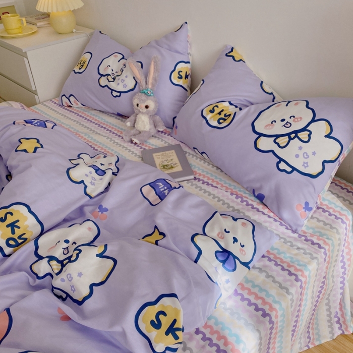 91家纺网 家纺一手货源 找家纺 星期八 2021新款13372你好春天系列四件套 sky小兔