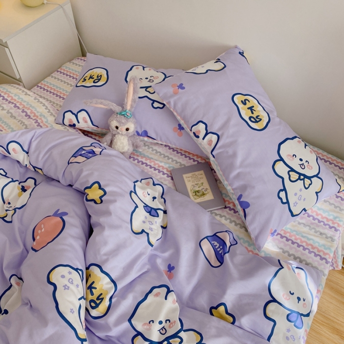 91家纺网 家纺一手货源 找家纺 星期八 2021新款13372你好春天系列四件套 sky小兔