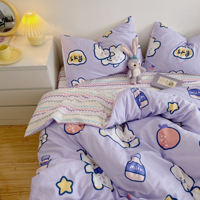 91家纺网 家纺一手货源 找家纺 星期八 2021新款13372你好春天系列四件套 sky小兔