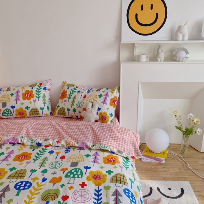 91家纺网 家纺一手货源 找家纺 星期八 2021新款13372你好春天系列四件套 缤纷花丛