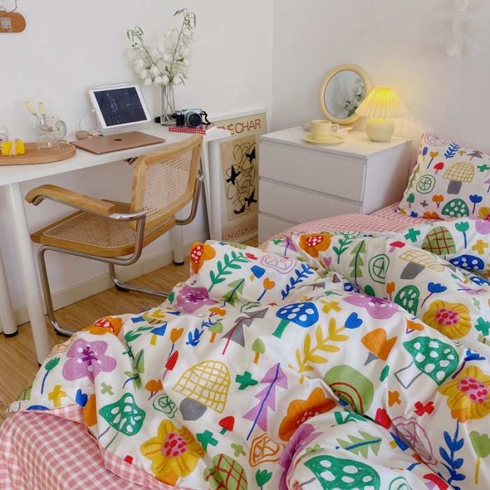 91家纺网 家纺一手货源 找家纺 星期八 2021新款13372你好春天系列四件套 缤纷花丛