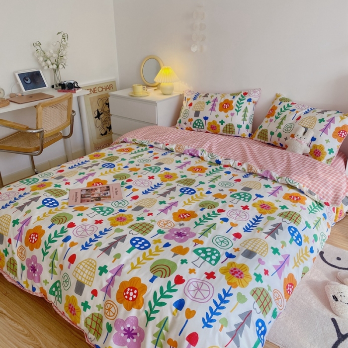 91家纺网 家纺一手货源 找家纺 星期八 2021新款13372你好春天系列四件套 缤纷花丛