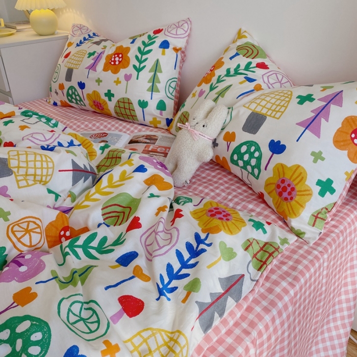 91家纺网 家纺一手货源 找家纺 星期八 2021新款13372你好春天系列四件套 缤纷花丛