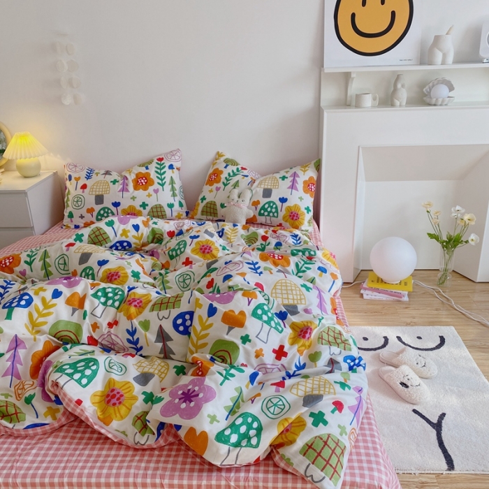 91家纺网 家纺一手货源 找家纺 星期八 2021新款13372你好春天系列四件套 缤纷花丛