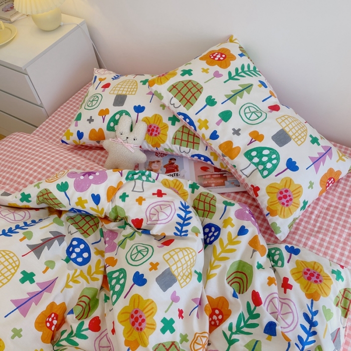 91家纺网 家纺一手货源 找家纺 星期八 2021新款13372你好春天系列四件套 缤纷花丛