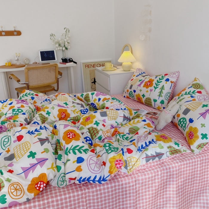 91家纺网 家纺一手货源 找家纺 星期八 2021新款13372你好春天系列四件套 缤纷花丛