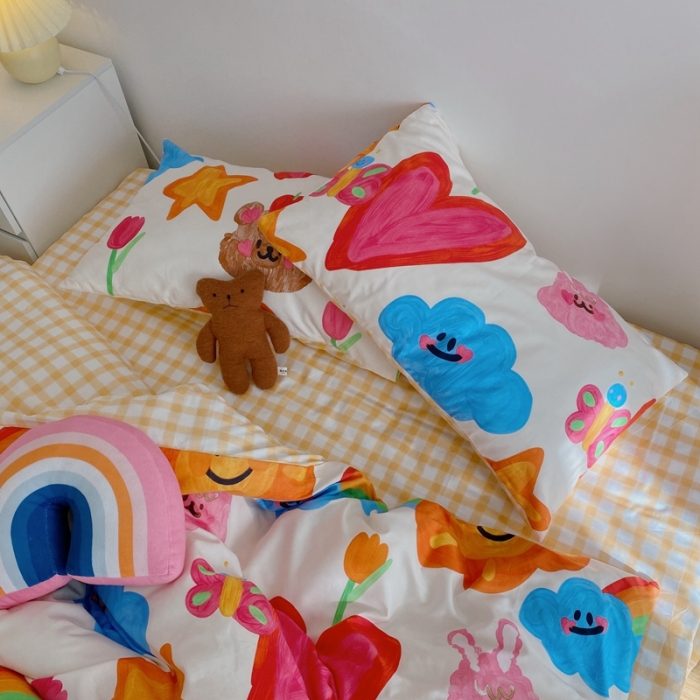 91家纺网 家纺一手货源 找家纺 星期八 2021新款13372你好春天系列四件套 彩绘童话