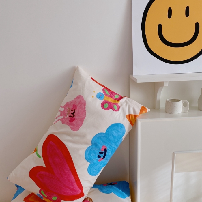 91家纺网 家纺一手货源 找家纺 星期八 2021新款13372你好春天系列四件套 彩绘童话