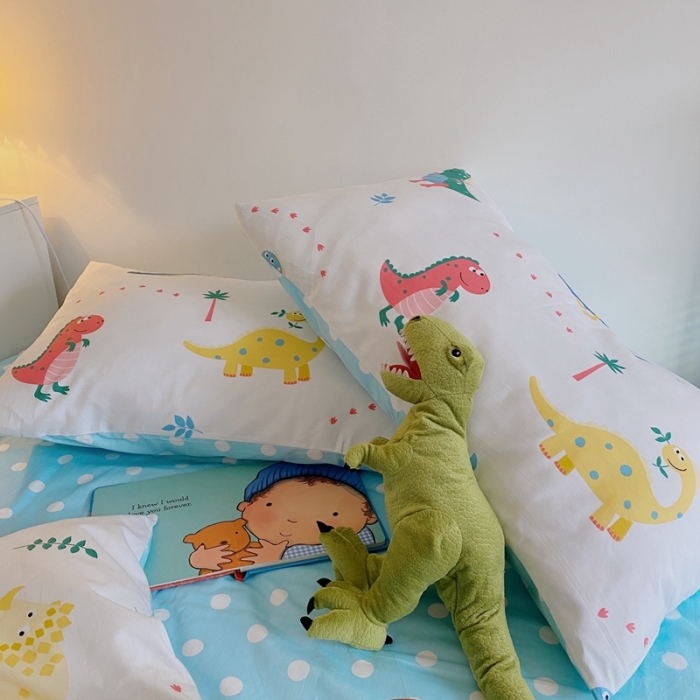 91家纺网 家纺一手货源 找家纺 星期八 2021新款13372你好春天系列四件套 恐龙世界