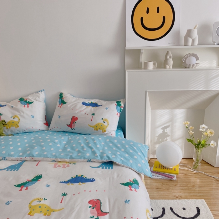 91家纺网 家纺一手货源 找家纺 星期八 2021新款13372你好春天系列四件套 恐龙世界