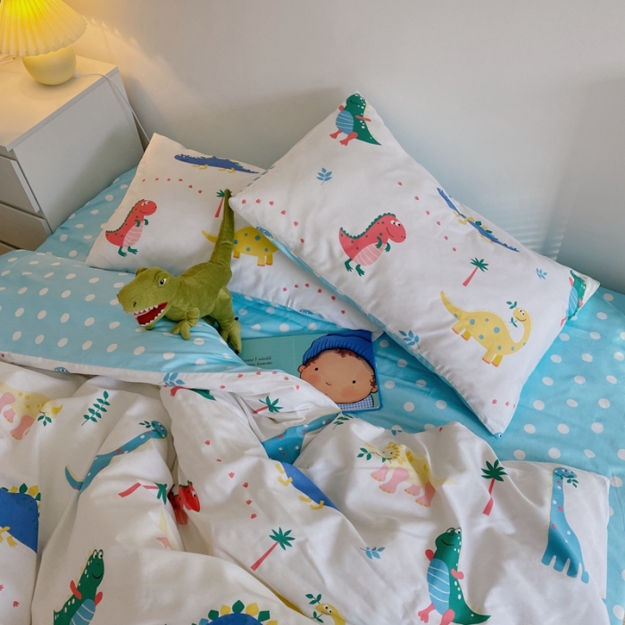 91家纺网 家纺一手货源 找家纺 星期八 2021新款13372你好春天系列四件套 恐龙世界