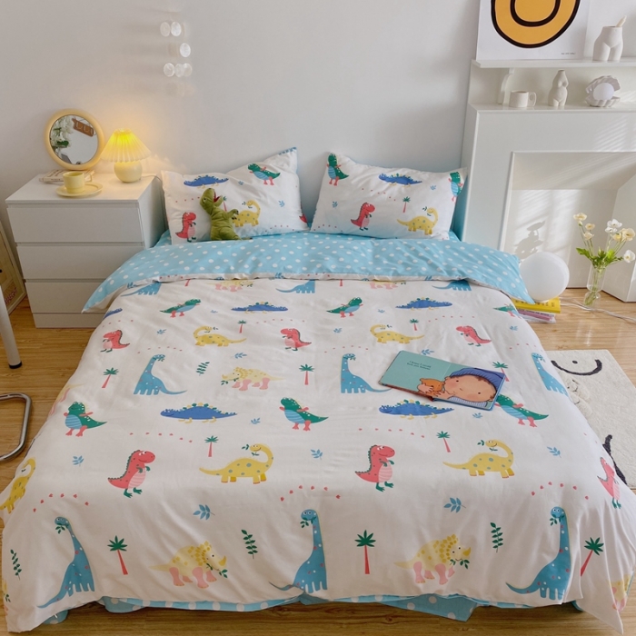 91家纺网 家纺一手货源 找家纺 星期八 2021新款13372你好春天系列四件套 恐龙世界