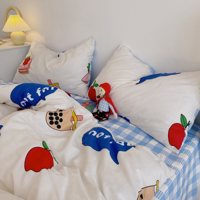 91家纺网 家纺一手货源 找家纺 星期八 2021新款13372你好春天系列四件套 奶茶妹妹