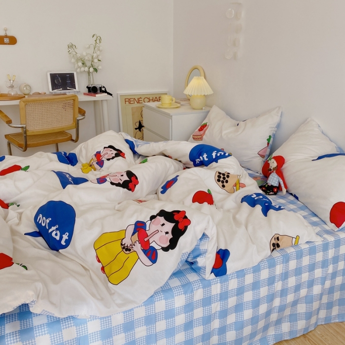 91家纺网 家纺一手货源 找家纺 星期八 2021新款13372你好春天系列四件套 奶茶妹妹