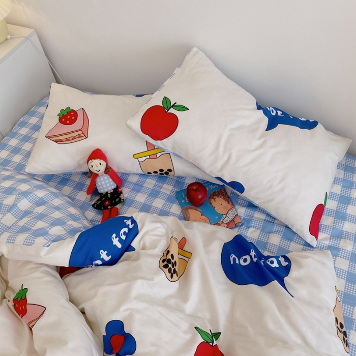 91家纺网 家纺一手货源 找家纺 星期八 2021新款13372你好春天系列四件套 奶茶妹妹