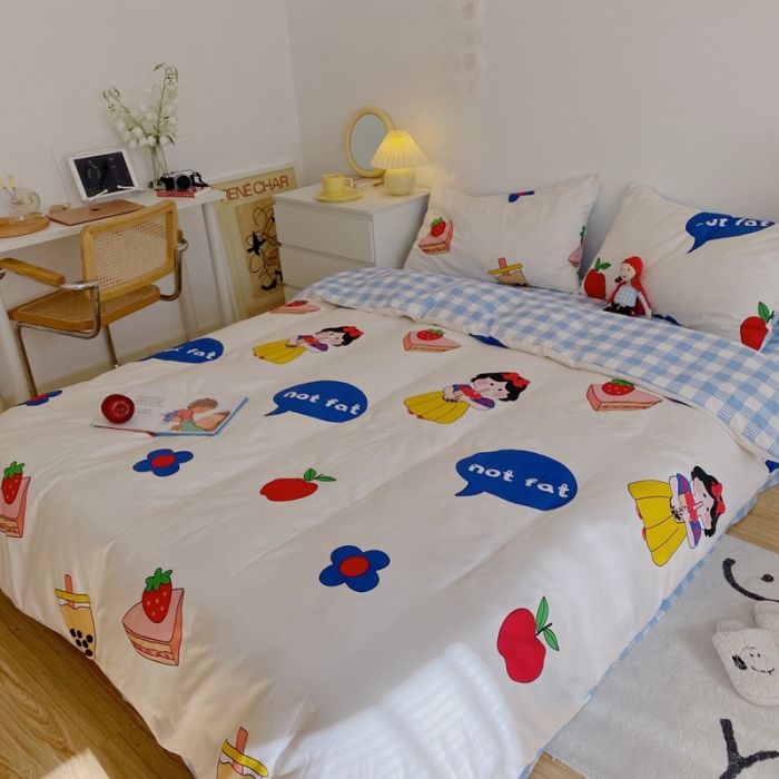 91家纺网 家纺一手货源 找家纺 星期八 2021新款13372你好春天系列四件套 奶茶妹妹