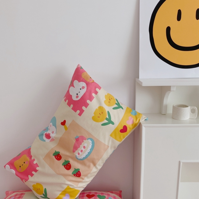 91家纺网 家纺一手货源 找家纺 星期八 2021新款13372你好春天系列四件套 兔子与熊