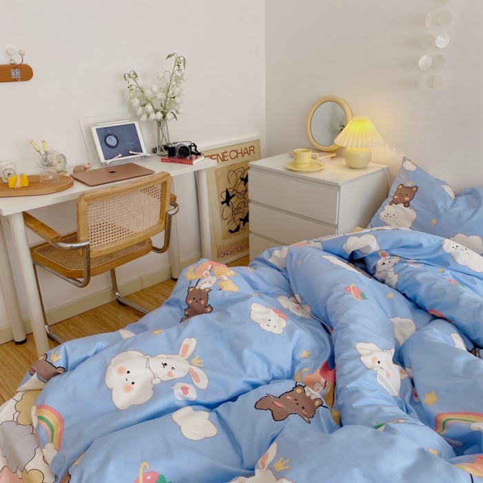 91家纺网 家纺一手货源 找家纺 星期八 2021新款13372你好春天系列四件套 云朵兔