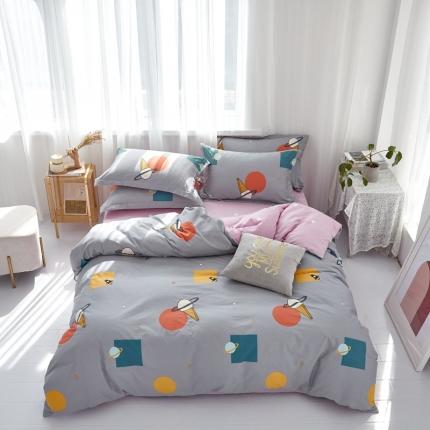 91家纺网 家纺一手货源 找家纺 星期三 2021新款全棉13372花型单被套（加老板微信有会员价） 甜蜜星球-灰