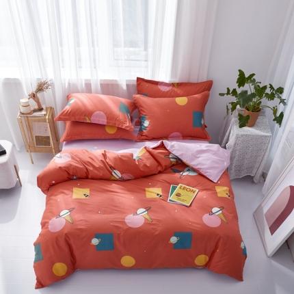 91家纺网 家纺一手货源 找家纺 星期三 2021新款全棉13372花型单被套（加老板微信有会员价） 甜蜜星球-桔