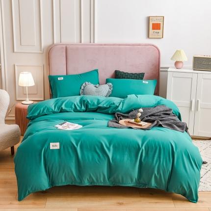 91家纺网 家纺一手货源 找家纺 秋艳家纺 2023新款秦至棉纯色双拼四件套 墨绿