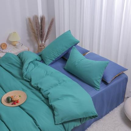 91家纺网 家纺一手货源 找家纺 （总）秋艳家纺 2023新款秦至棉纯色双拼四件套