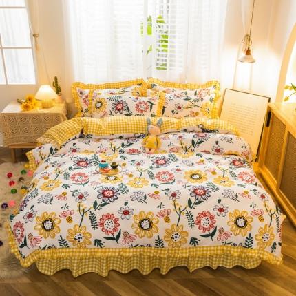 91家纺网 家纺一手货源 找家纺 （总）秋艳家纺 2023新款荷叶边韩版四件套