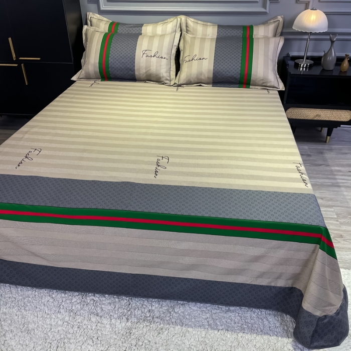 91家纺网 家纺一手货源 找家纺 金爱家 2021新款全棉13372四件套条格简约系列 古奈