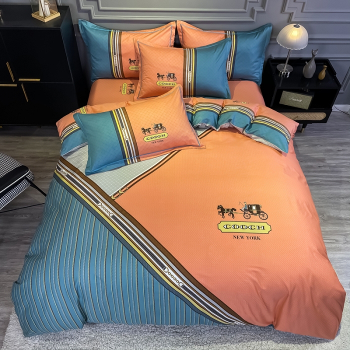 91家纺网 家纺一手货源 找家纺 金爱家 2021全棉13372四件套条格简约系列 皇家绅士