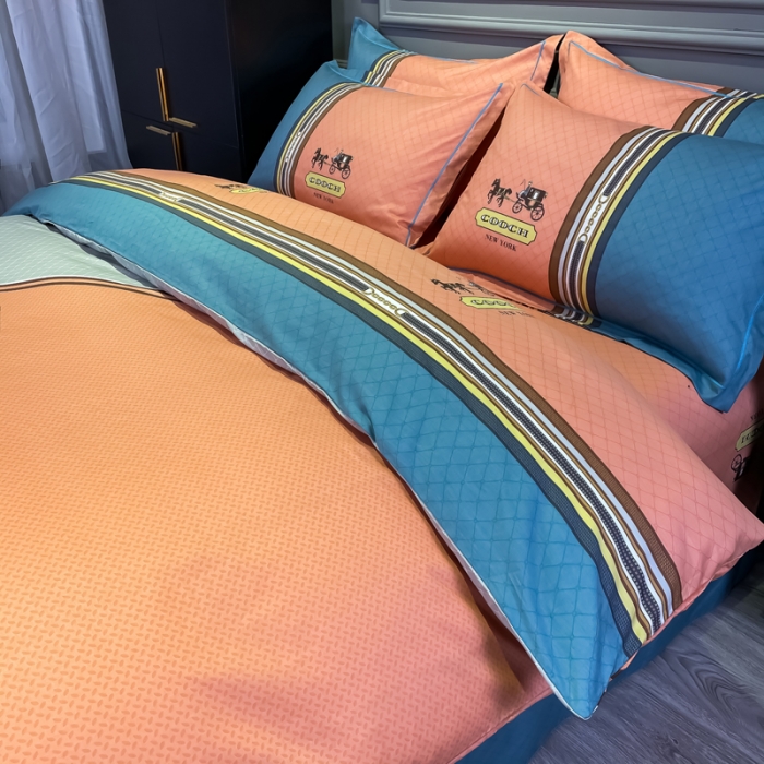 91家纺网 家纺一手货源 找家纺 金爱家 2021全棉13372四件套条格简约系列 皇家绅士