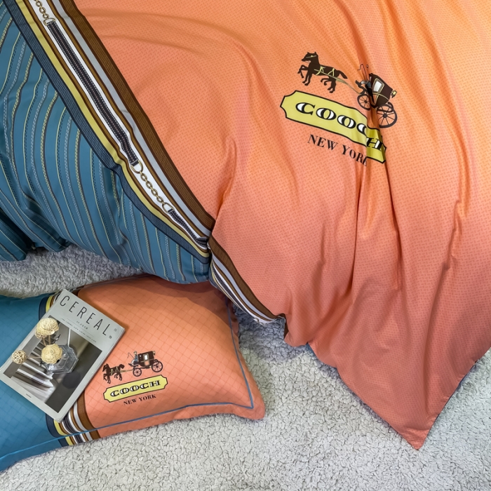 91家纺网 家纺一手货源 找家纺 金爱家 2021全棉13372四件套条格简约系列 皇家绅士