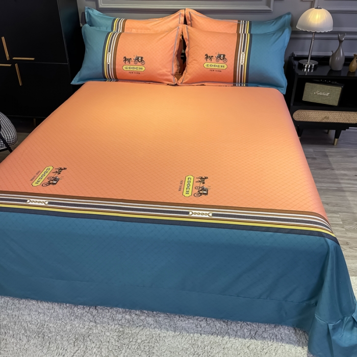 91家纺网 家纺一手货源 找家纺 金爱家 2021全棉13372四件套条格简约系列 皇家绅士