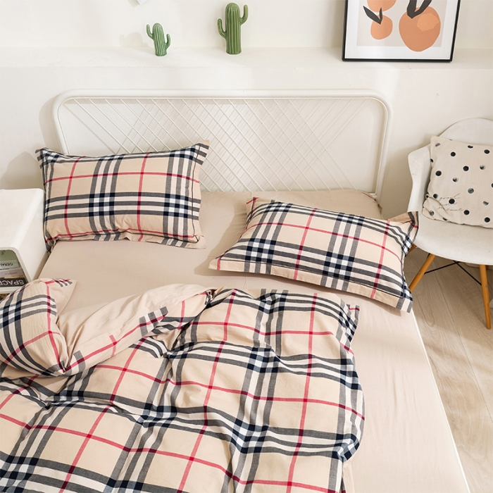 91家纺网 家纺一手货源 找家纺 简色坊 2023新款全棉全棉水洗棉四件套 格韵