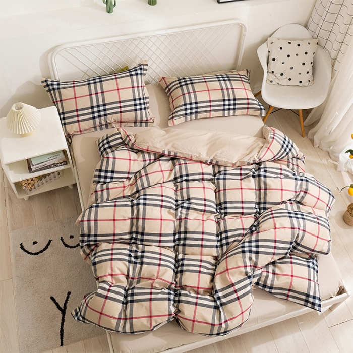 91家纺网 家纺一手货源 找家纺 简色坊 2023新款全棉全棉水洗棉四件套 格韵