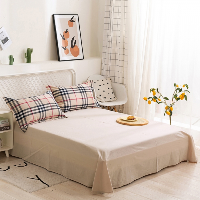 91家纺网 家纺一手货源 找家纺 简色坊 2023新款全棉全棉水洗棉四件套 格韵