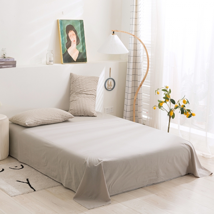 91家纺网 家纺一手货源 找家纺 简色坊 2023新款全棉水洗棉四件套 咖小格