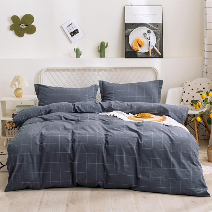 91家纺网 家纺一手货源 找家纺 简色坊 2023新款全棉水洗棉四件套 青春格调-深灰