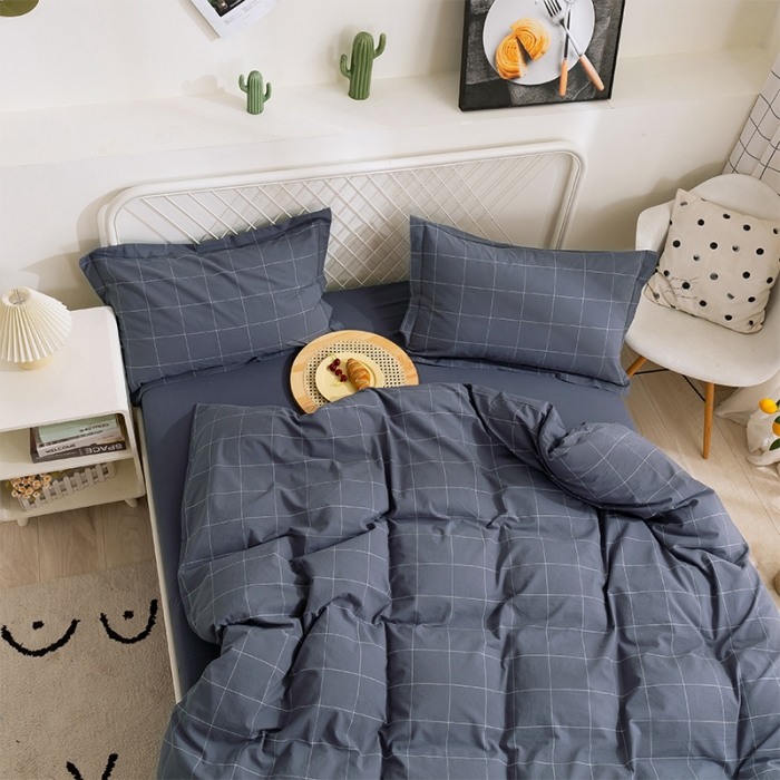 91家纺网 家纺一手货源 找家纺 简色坊 2023新款全棉水洗棉四件套 青春格调-深灰