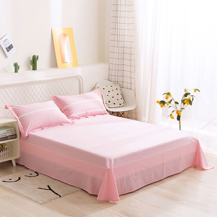 91家纺网 家纺一手货源 找家纺 简色坊 2023新款全棉水洗棉四件套 时尚条纹-粉