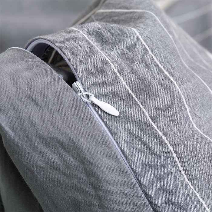 91家纺网 家纺一手货源 找家纺 简色坊 2023新款全棉水洗棉四件套 时尚条纹-灰