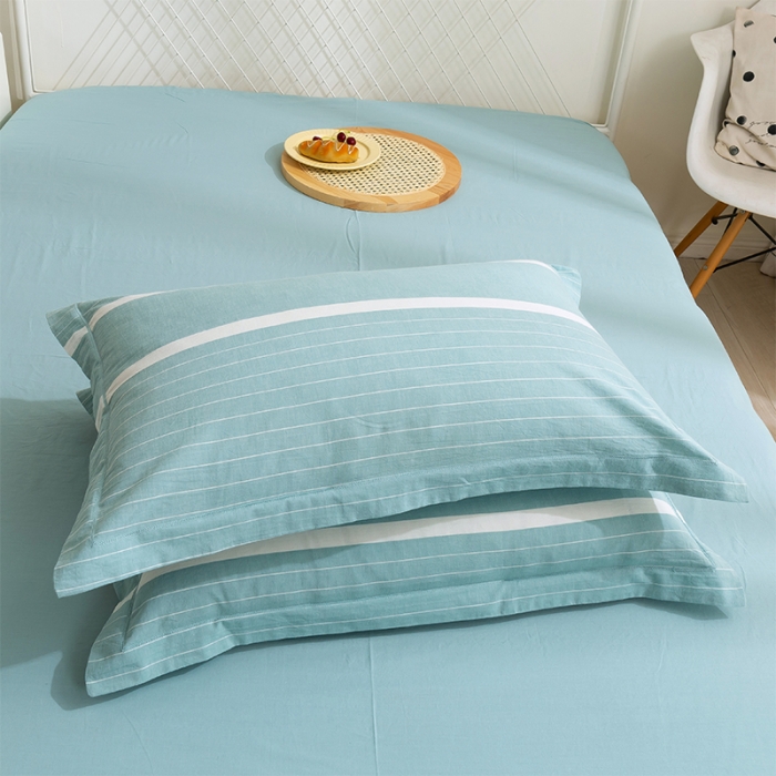 91家纺网 家纺一手货源 找家纺 简色坊 2023新款全棉水洗棉四件套 时尚条纹-兰